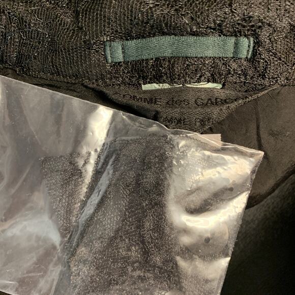 COMME des GARCONS HOMME PLUS S Black Lace Polyester Rayon Notch Lapel Jacket - Picture 9 of 9